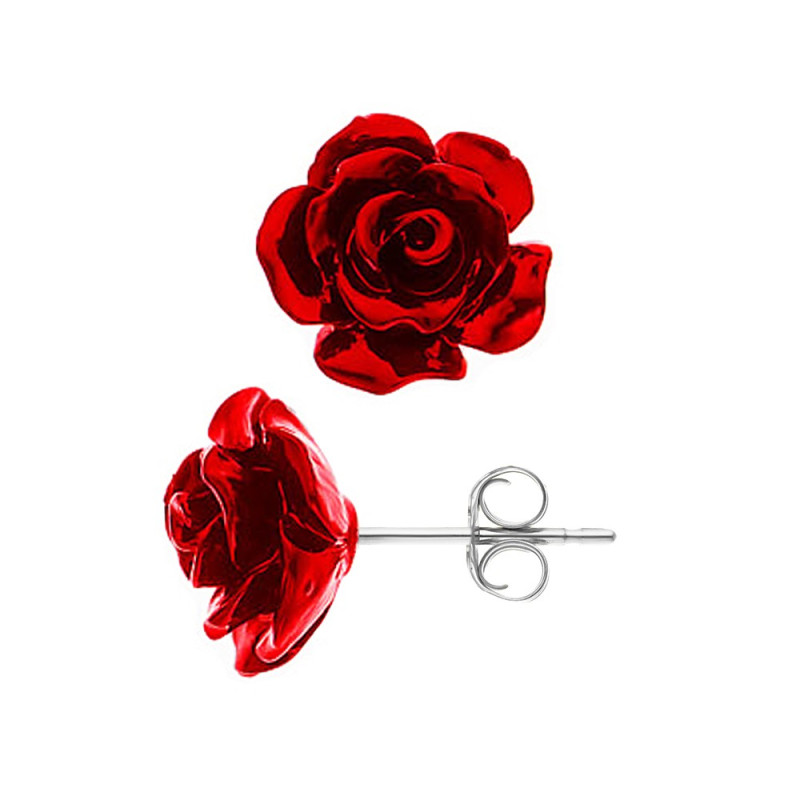 Parure Notting Hill - Boucles d'Oreilles & Collier Rose Rouge